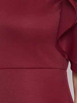 frill detail solid sheath dress - 16764206 - Standard Image - 5