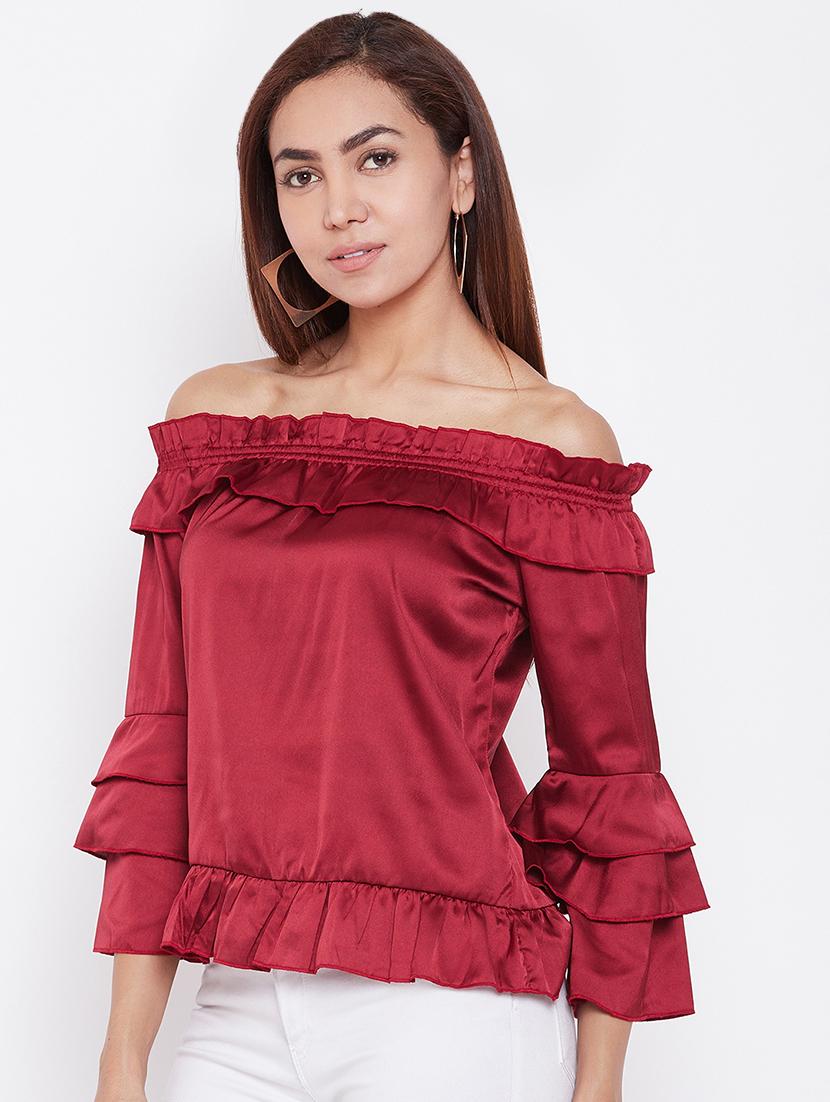 off shoulder bell sleeved top - 16764212 - Zoom Image - 2