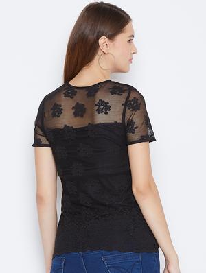 round neck embroidered detail top - 16764214 - Standard Image - 3