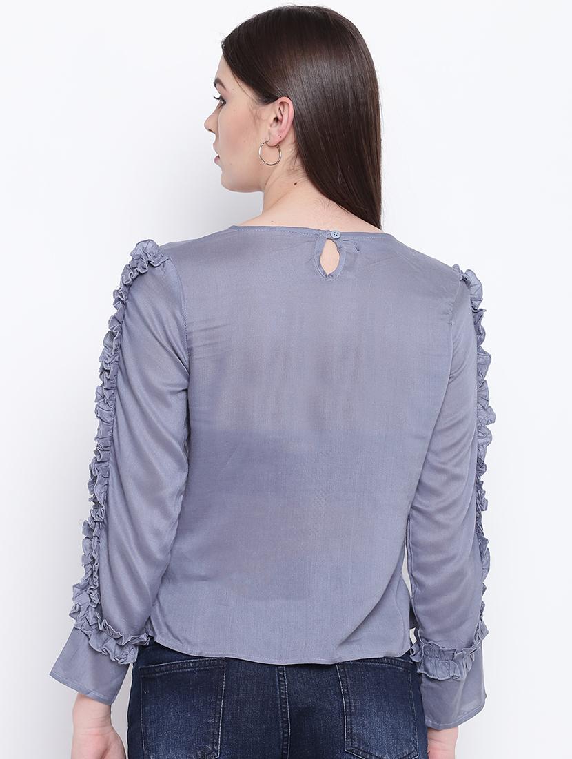 round neck frill detail top - 16764218 - Zoom Image - 3