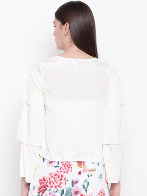 layered bell sleeved solid top - 16764219 - Standard Image - 3