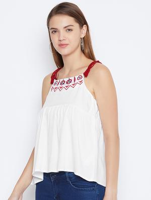 tie knot shoulder embroidered detail top - 16764234 - Standard Image - 2