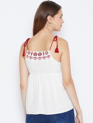 tie knot shoulder embroidered detail top - 16764234 - Standard Image - 3