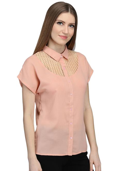 lace detail solid shirt - 16764238 - Standard Image - 1