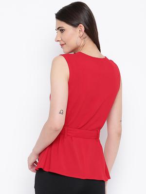 tie front round neck top - 16764248 - Standard Image - 3