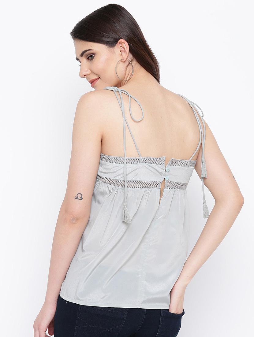tie knot shoulder lace detail top - 16764280 - Zoom Image - 3