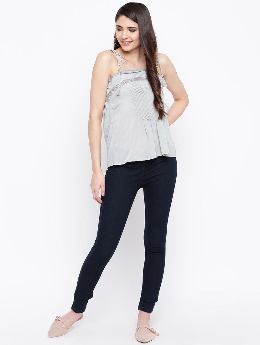 tie knot shoulder lace detail top - 16764280 - Zoom Image - 4