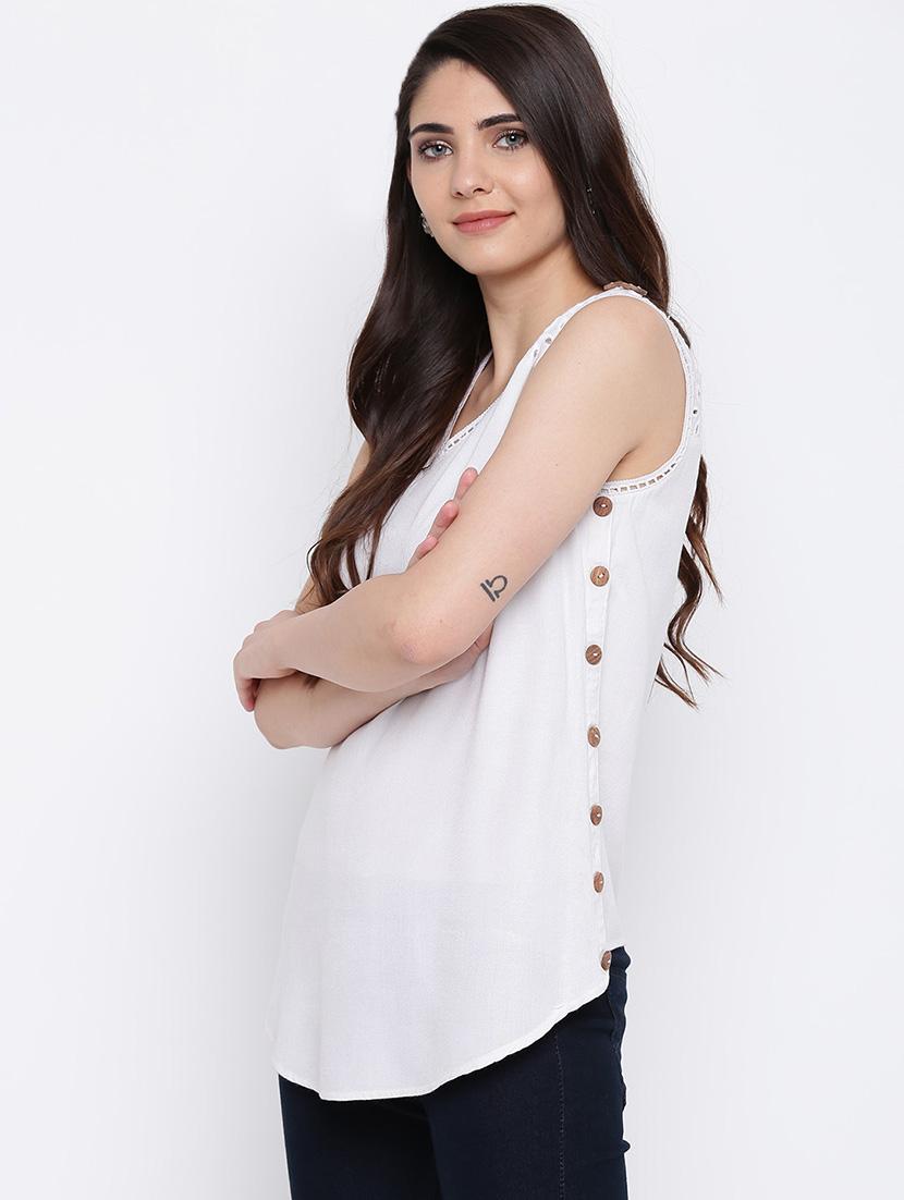 button up v neck top - 16764295 - Zoom Image - 2