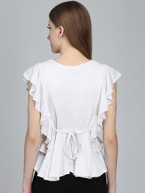 tie front ruffled top - 16764321 - Standard Image - 3