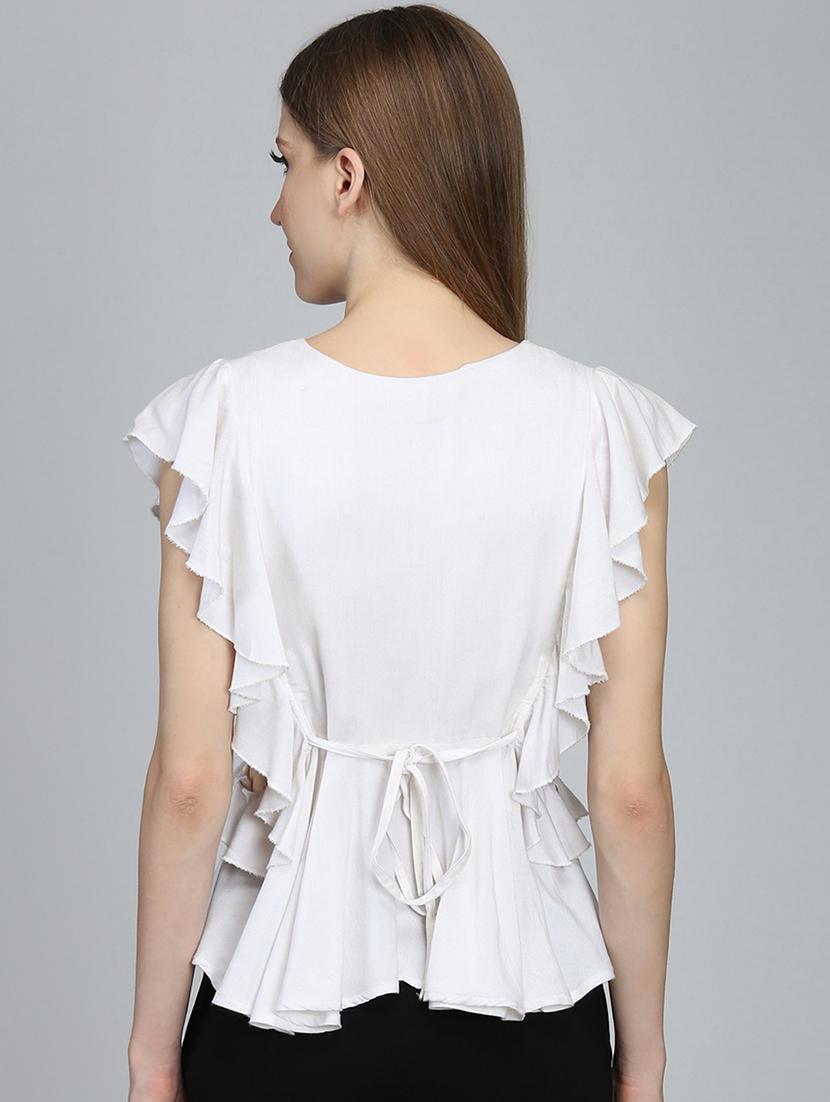 tie front ruffled top - 16764321 - Zoom Image - 3