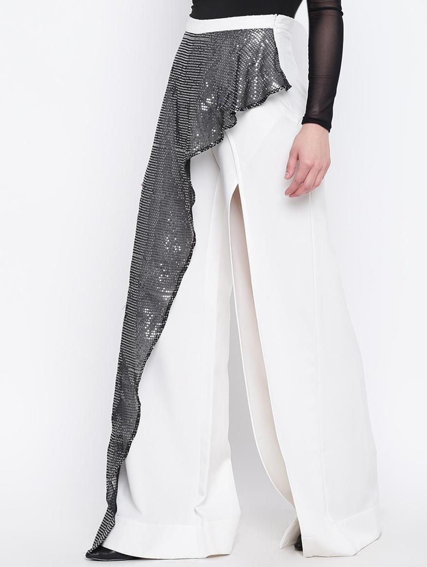 contrast panel front slit trouser - 16764398 - Zoom Image - 2