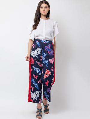 high rise side tapping floral trouser - 16764401 - Standard Image - 4