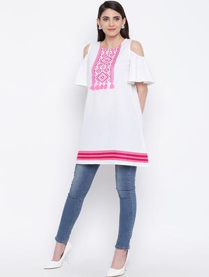 embroidered a-line kurta - 16764409 - Standard Image - 4