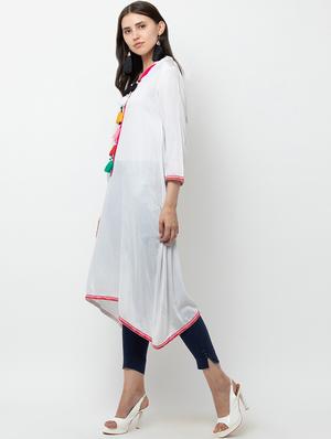 solid asymmetric kurta - 16764435 - Standard Image - 3