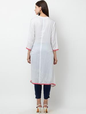solid asymmetric kurta - 16764435 - Standard Image - 4