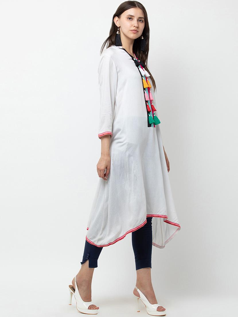 solid asymmetric kurta - 16764435 - Zoom Image - 2