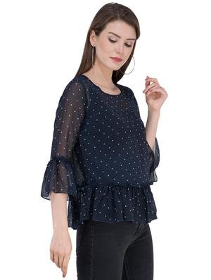 frill trim polka dots top - 16764691 - Standard Image - 2