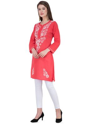 notch neck contrast embroidered tunic - 16764710 - Standard Image - 4