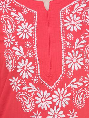 notch neck contrast embroidered tunic - 16764710 - Standard Image - 5