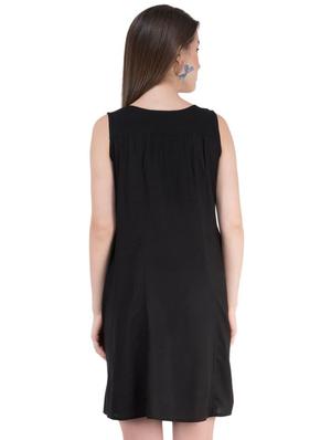 round neck contrast embroidered shift dress - 16764717 - Standard Image - 3