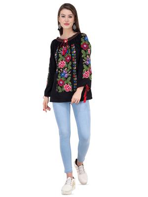 tassel tie up contrast embroidered tunic - 16764725 - Standard Image - 4