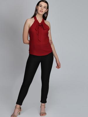 tie up neck solid top - 16764727 - Standard Image - 4