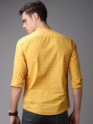 yellow striped short kurta - 16764776 - Standard Image - 3