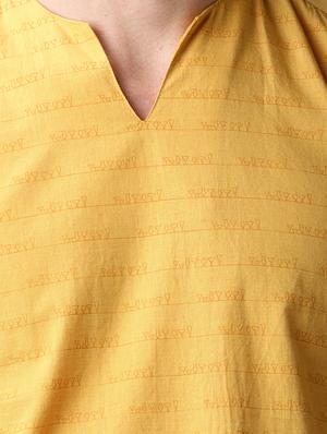 yellow striped short kurta - 16764776 - Standard Image - 5