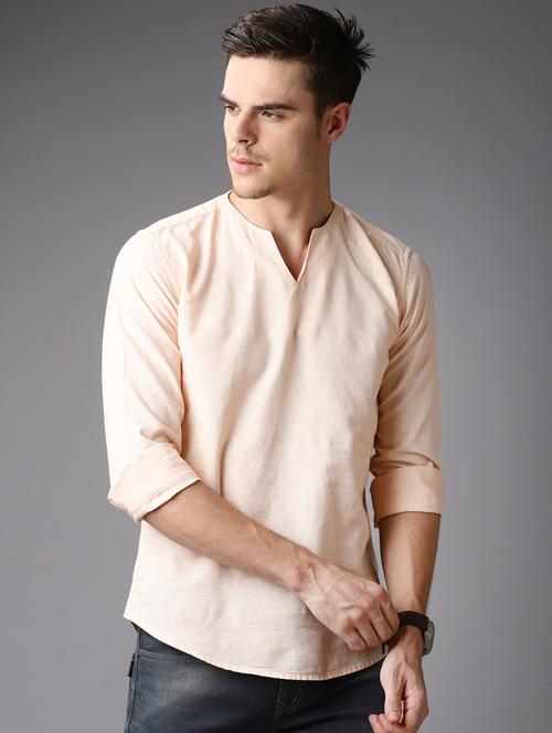 pink solid short kurta - 16764777 - Standard Image - 1
