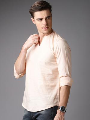 pink solid short kurta - 16764777 - Standard Image - 2
