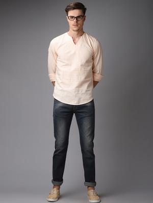 pink solid short kurta - 16764777 - Standard Image - 4