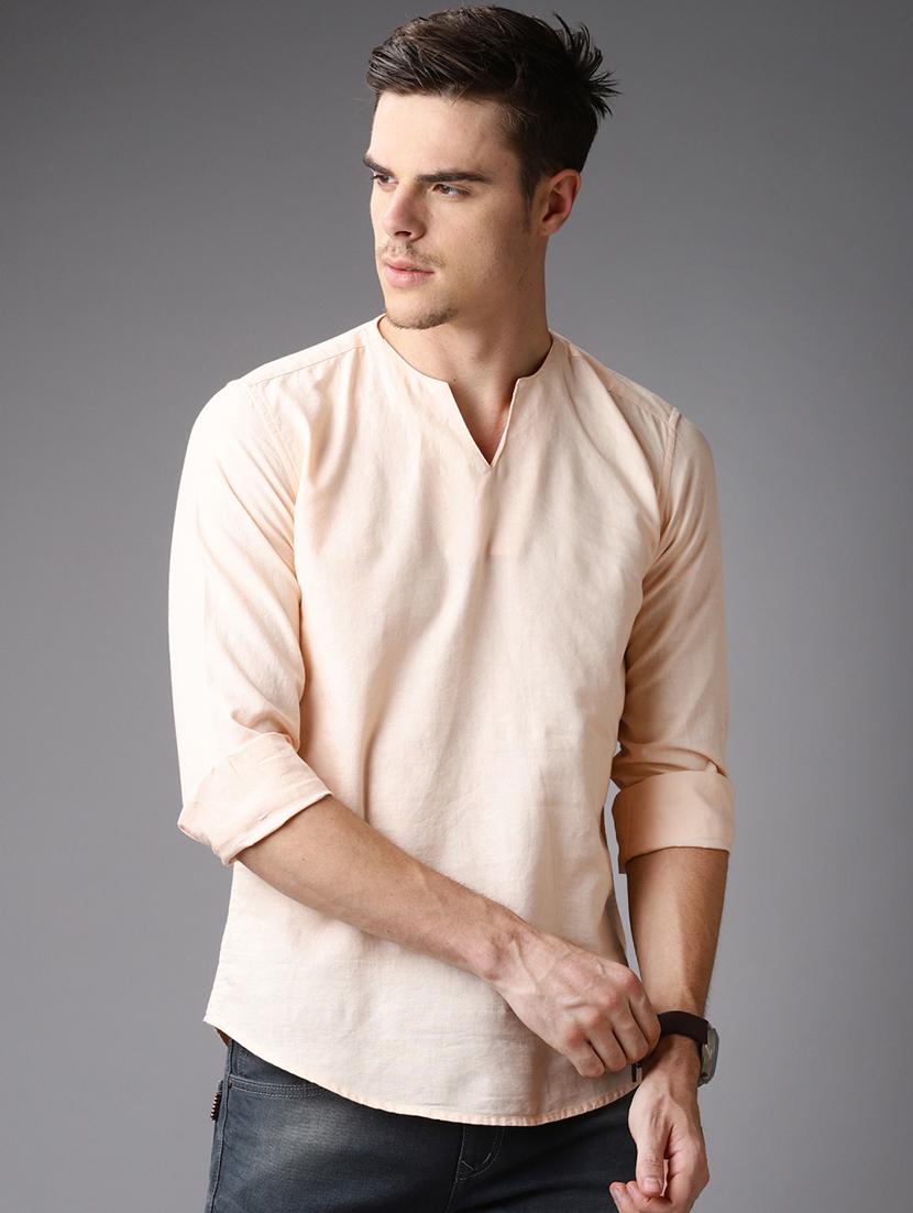 pink solid short kurta - 16764777 - Zoom Image - 1
