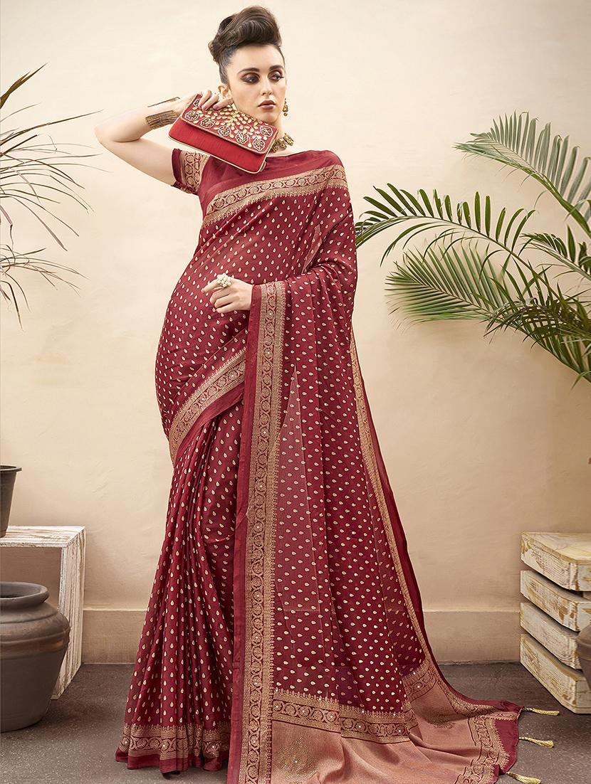 printed bordered saree with blouse - 16765121 - Zoom Image - 1
