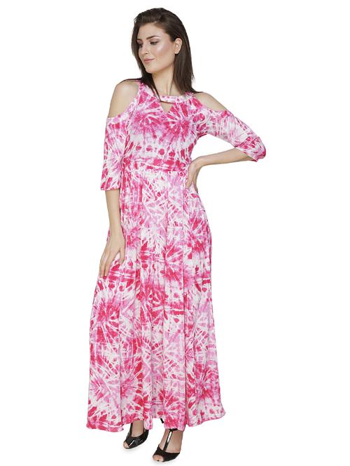 cold shoulder tie and dye maxi dress - 16765240 - Standard Image - 1