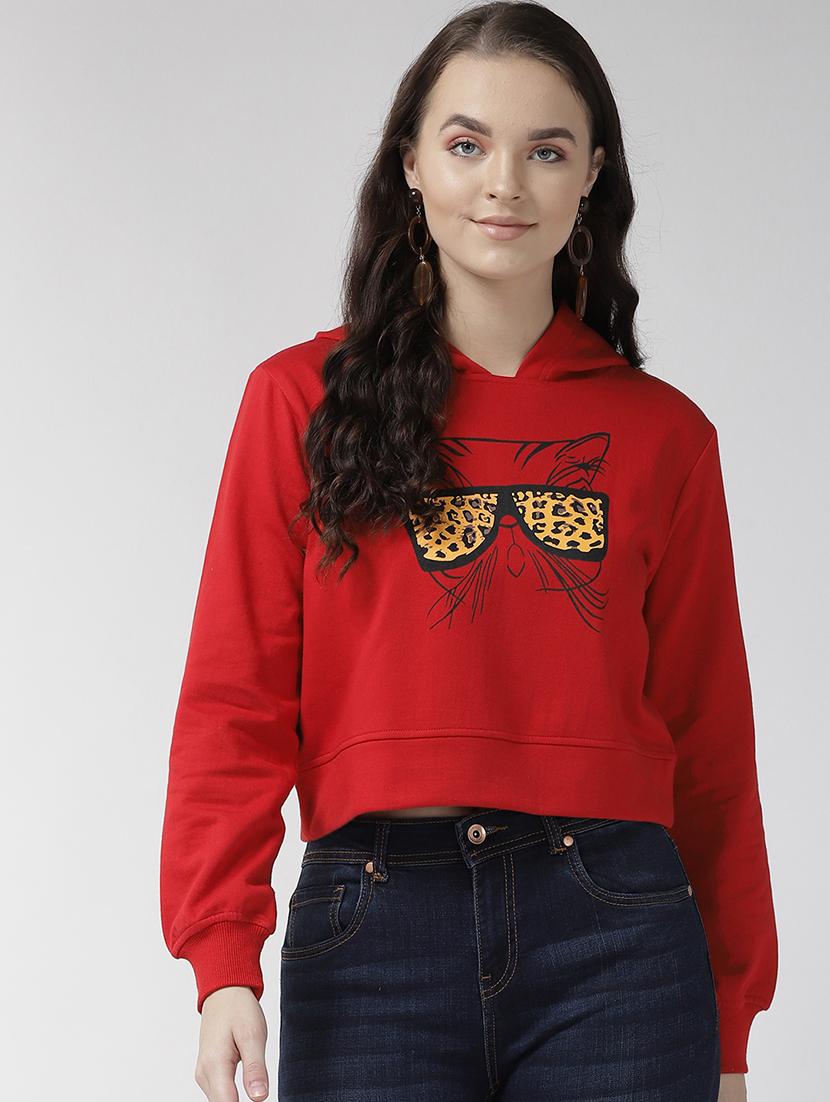 long sleeved quirky print crop sweatshirt - 16765269 - Zoom Image - 1