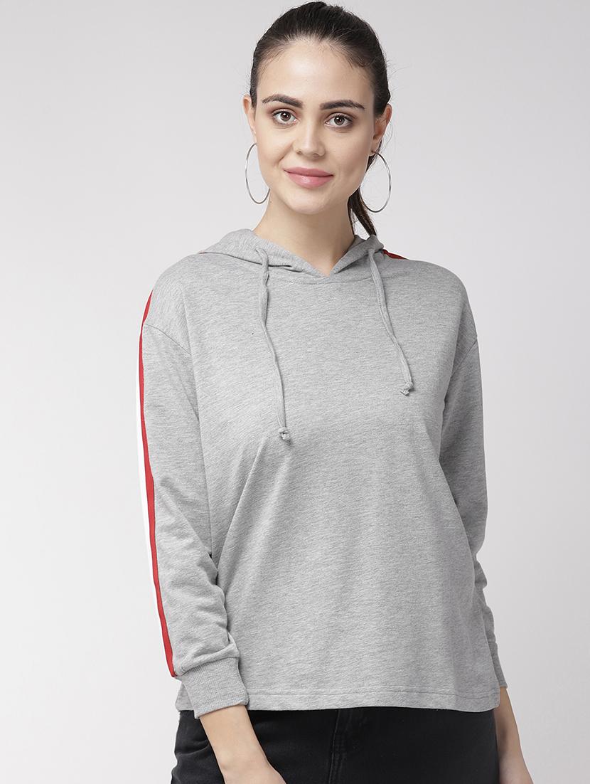 long sleeved side tapping hooded sweatshirt - 16765277 - Zoom Image - 1