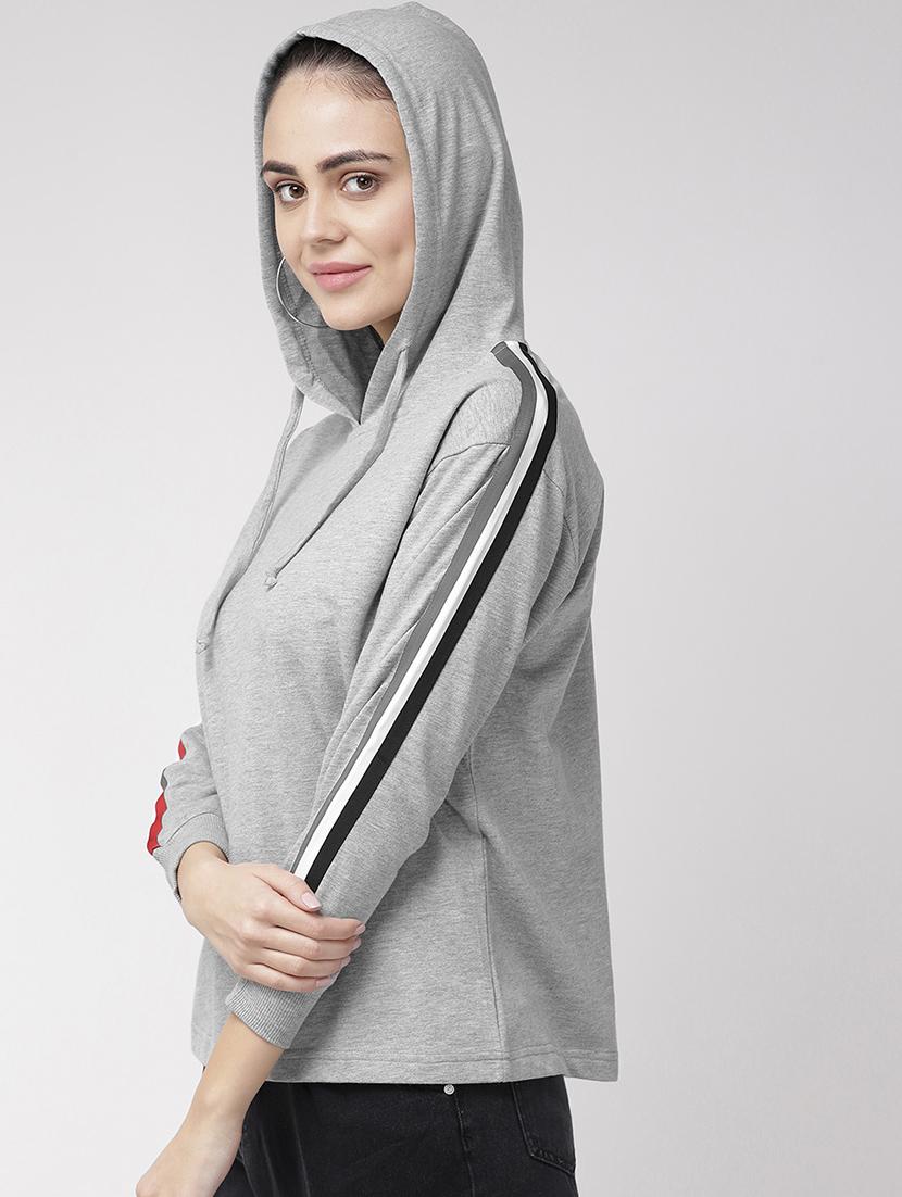 long sleeved side tapping hooded sweatshirt - 16765277 - Zoom Image - 2