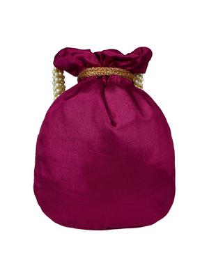 wine faux silk ethnic potli - 16765313 - Standard Image - 2
