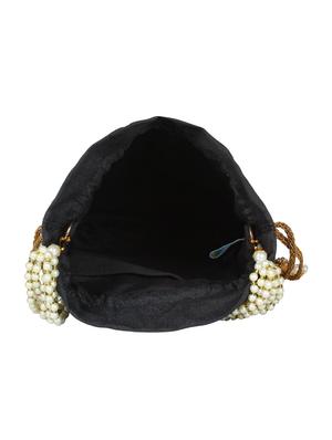 black faux silk ethnic potli - 16765314 - Standard Image - 3
