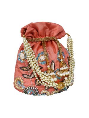 pink faux silk ethnic potli - 16765315 - Standard Image - 4