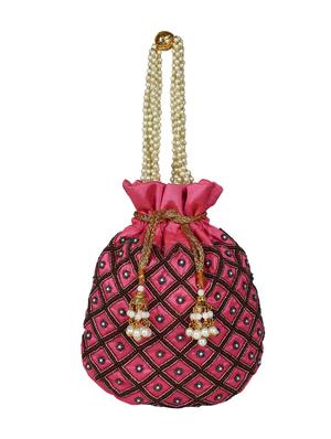 pink faux silk ethnic potli - 16765316 - Standard Image - 5