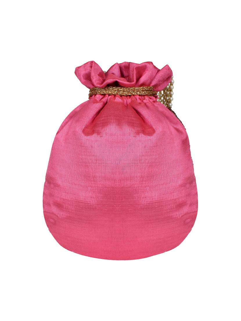 pink faux silk ethnic potli - 16765316 - Zoom Image - 2