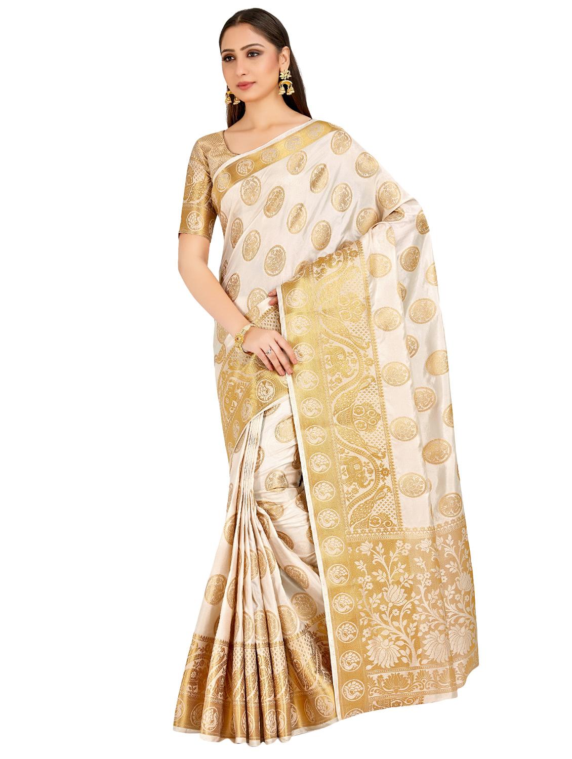 self design kanjivaram saree with blouse - 16765346 - Zoom Image - 1