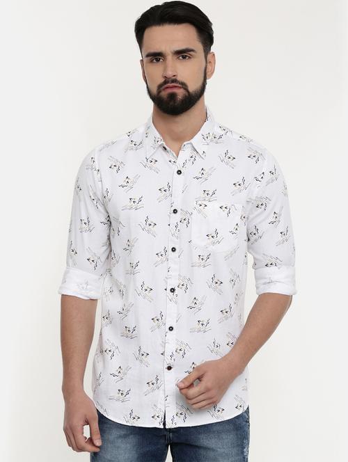 white printed casual shirt - 16765445 - Standard Image - 1