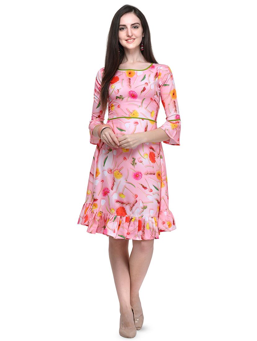 pleated hem floral a-line dress - 16765779 - Zoom Image - 1