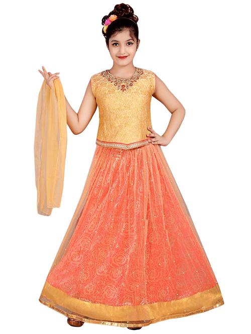 orange net lehnga choli - 16765914 - Standard Image - 1