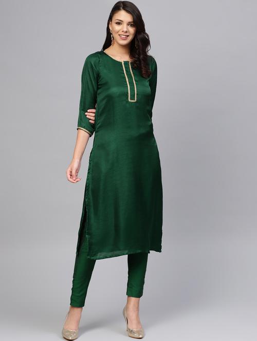 solid straight kurta pant set - 16765947 - Standard Image - 1