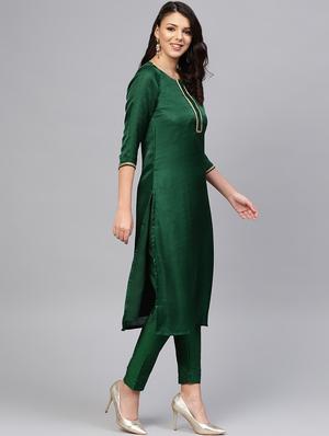 solid straight kurta pant set - 16765947 - Standard Image - 2