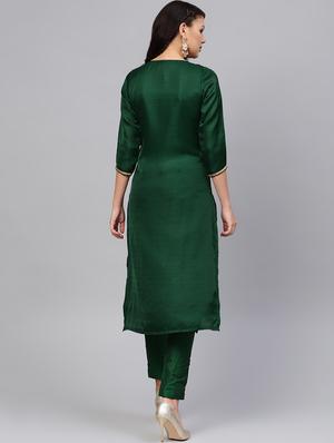 solid straight kurta pant set - 16765947 - Standard Image - 3
