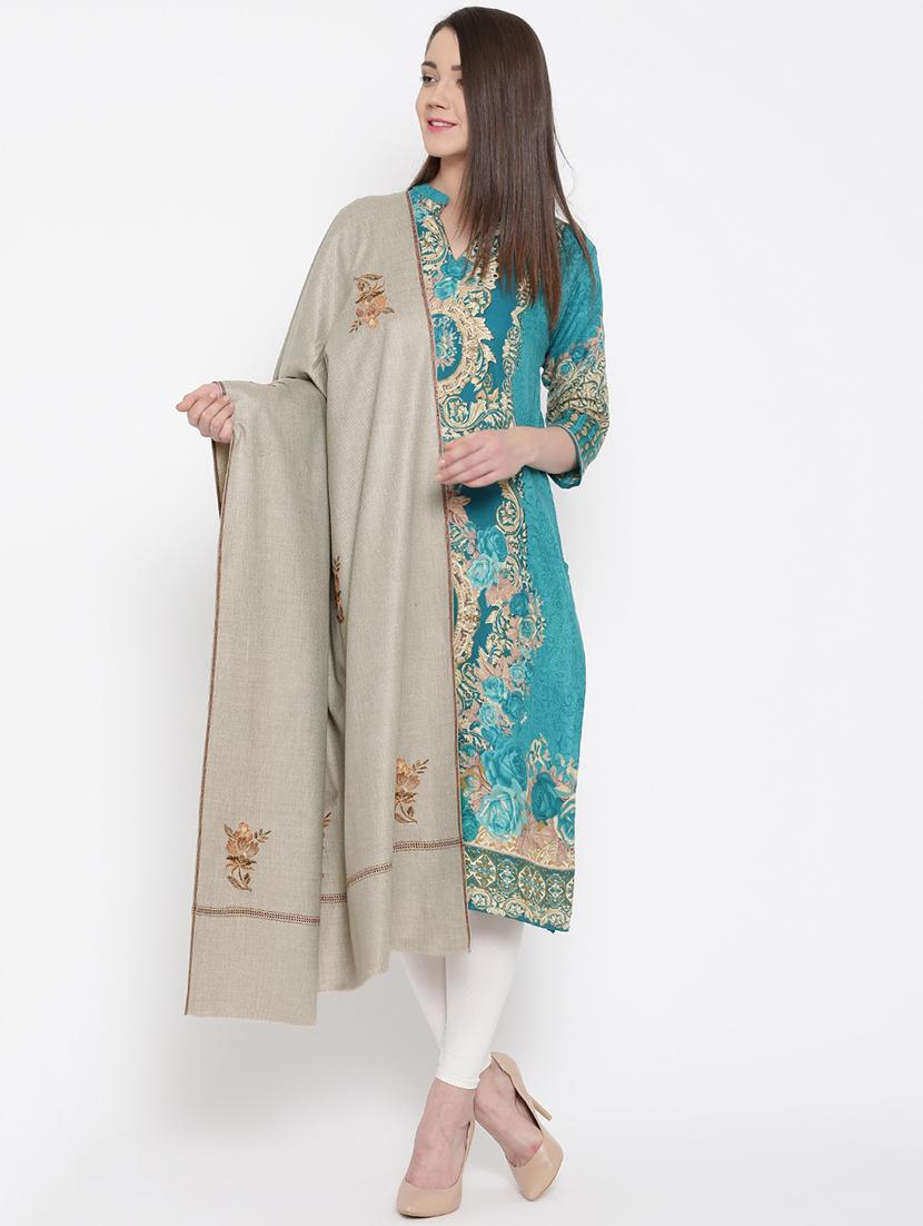 solid wool jamavar shawl - 16766231 - Zoom Image - 1